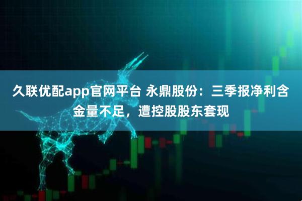 久联优配app官网平台 永鼎股份：三季报净利含金量不足，遭控股股东套现